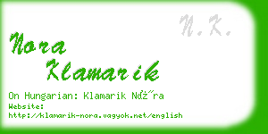 nora klamarik business card